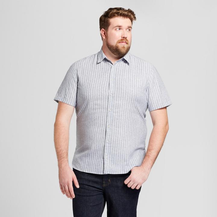 Men's Big & Tall Short Sleeve Cotton Novelty Button-down Shirt - Goodfellow & Co Magic Blue