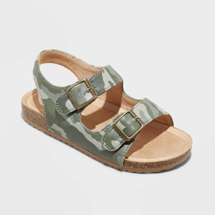 Toddler Reagan Camo Print Footbed Sandals - Cat & Jack Olive Green