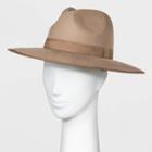 Women's Wide Brim Fedora Hat - A New Day Taupe One Size, Brown