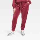 Houston White Adult Plus Size Velour Jogger Pants - Dark Red