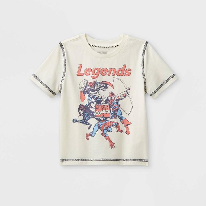 Toddler Boys' Marvel Avengers Short Sleeve Graphic T-shirt - Off-white
