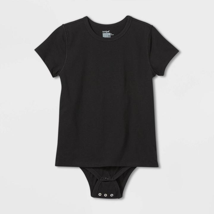 Kids' Adaptive Short Sleeve Bodysuit With Abdominal Access - Cat & Jack Black