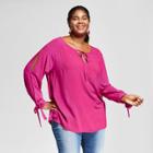 Women's Plus Size Slit Sleeve Blouse - Ava & Viv Ruby Pink X