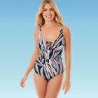 Women's Slimming Control Keyhole Tie Front Tankini Top - Dreamsuit By Miracle Brands Navy 8, Women's, Blue