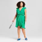 Women's Plus Size Ruffle Wrap Dress - A New Day Green