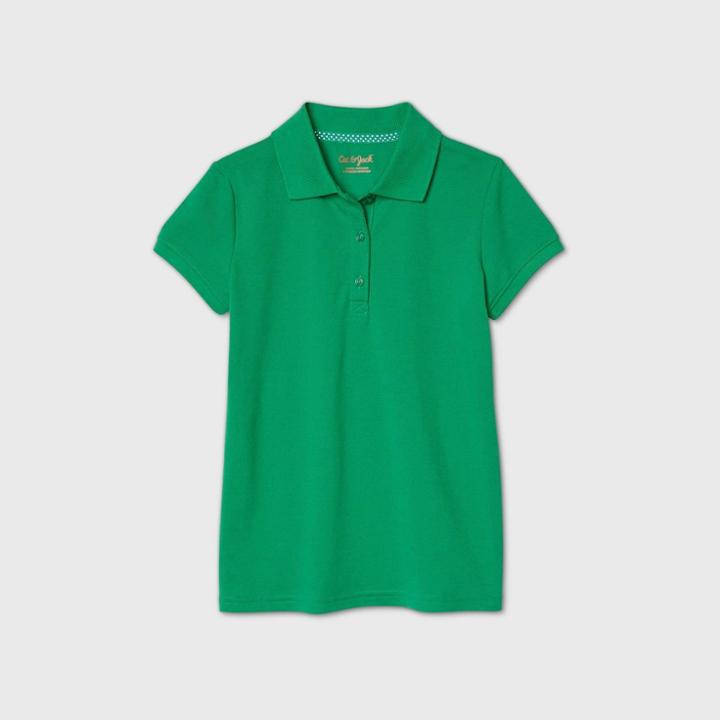 Petitegirls' Short Sleeve Stretch Pique Uniform Polo Shirt - Cat & Jack Light Green