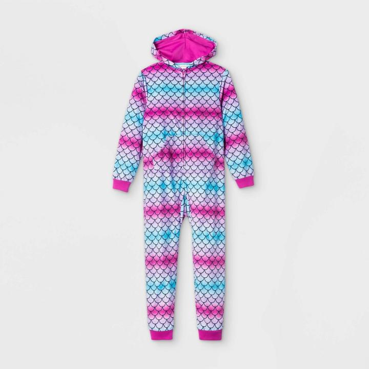 Girls' Hooded Mermaid Pajama Jumpsuit - Cat & Jack Purple