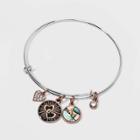 No Brand Silver Plated 'mother & Daughter' Charm Cubic Zirconia And Abalone Bracelet -