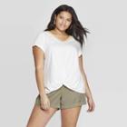 Women's Plus Size Short Sleeve V-neck Tie Front T-shirt - Universal Thread White