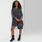 Women's Mineral Wash Long Sleeve Sweatshirt Dress - Wild Fable Black