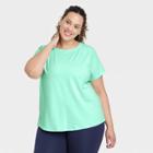 Women's Plus Size Essential Crewneck Short Sleeve T-shirt - All In Motion Aqua Blue