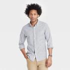 Men's Palm Print Slim Fit Stretch Poplin Long Sleeve Button-down Collared Shirt - Goodfellow & Co