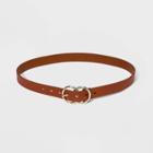 Women's Double Buckle Burnished Belt - A New Day Sienna S, Women's, Size: