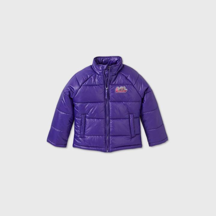Girls' L.o.l. Surprise! Flip Sequin Puffer Jacket - Purple