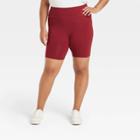Women's Plus Size High-waisted Bike Shorts - Ava & Viv Burgundy X, Red