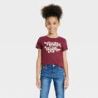 Girls' 'thankful' Short Sleeve Graphic T-shirt - Cat & Jack Burgundy