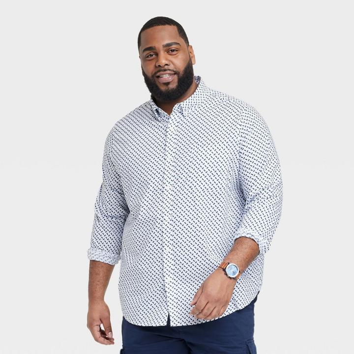 Men's Big & Tall Every Wear Long Sleeve Button-down Shirt - Goodfellow & Co Royal Blue