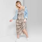 Target Women's Plus Size Strappy Tie Front Midi Slip Dress - Wild Fable Brown
