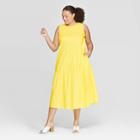 Women's Plus Size Sleeveless Crewneck Tiered Maxi Dress - Who What Wear Yellow X