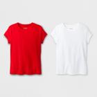 Petitegirls' 2pk Solid Short Sleeve T-shirt - Cat & Jack White/red S, Girl's,