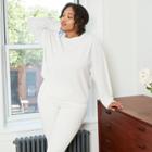 Women's Plus Size Long Sleeve Ottoman Rib T-shirt - A New Day Cream