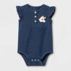 Baby Girls' Henley Floral Bodysuit - Cat & Jack Navy Newborn, Blue