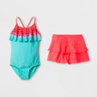 Girls' Watermelon Cutie One Piece Swimsuit Set With Skirt - Cat & Jack