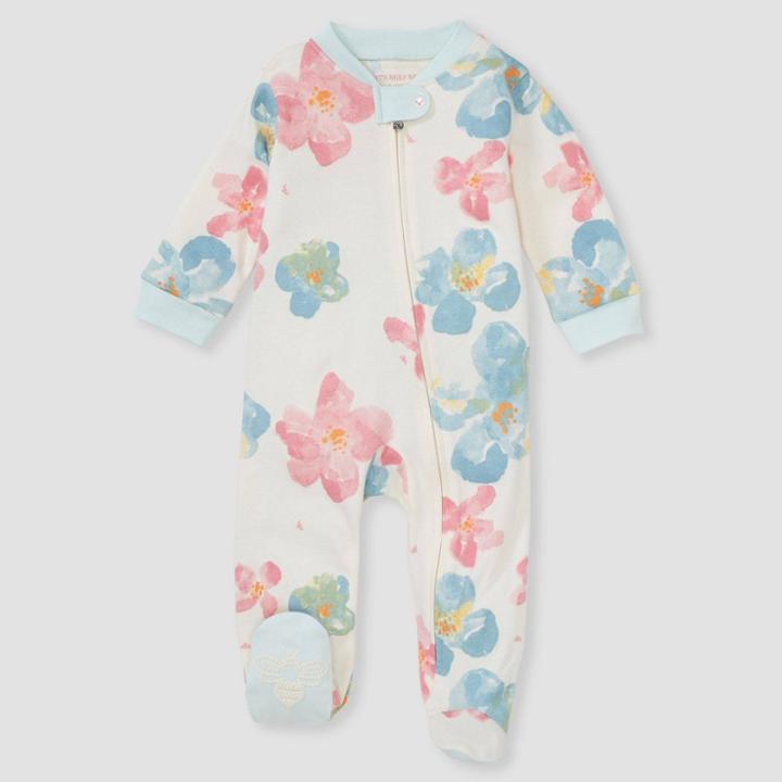 Burt's Bees Baby Baby Girls' Natural Floral Sleep N' Play - Light Green Newborn