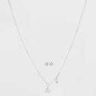 Silver Plated Cubic Zirconia Initial 'z' Chain Pendant Necklace And Earring Set - A New Day