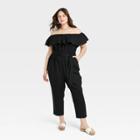 Women's Plus Size Ruffle Short Sleeve Jumpsuit - Ava & Viv Black X