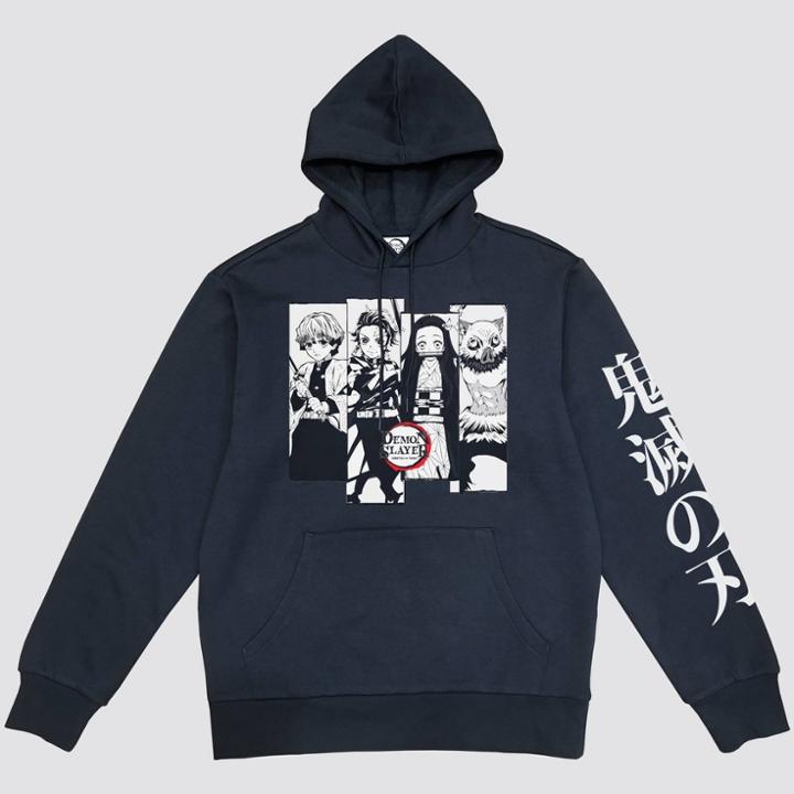 Men's Demon Slayer Kanji Hooded Graphic Sweatshirt - Black