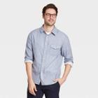 Men's Standard Fit Double Weave Long Sleeve Button-down Shirt - Goodfellow & Co Aqua
