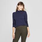 Women's Long Sleeve Fitted Turtleneck - A New Day Navy (blue)