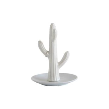 Porcelain Cactus Jewelry Holder - White - 3r Studios, Adult Unisex