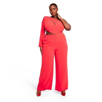 Women's Plus Size One Shoulder Cut-out Jumpsuit - Sergio Hudson X Target Red
