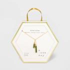 Silver Plated With Gold Flash And Semi-precious Adventurine Double Bar Y Necklace - A New Day Green, Women's
