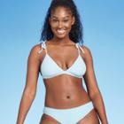 Juniors' Textured Terry Shoulder Tie Triangle Bikini Top - Xhilaration