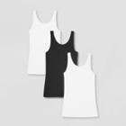 Women's 3pk Any Day Tank Top - A New Day White/white/black