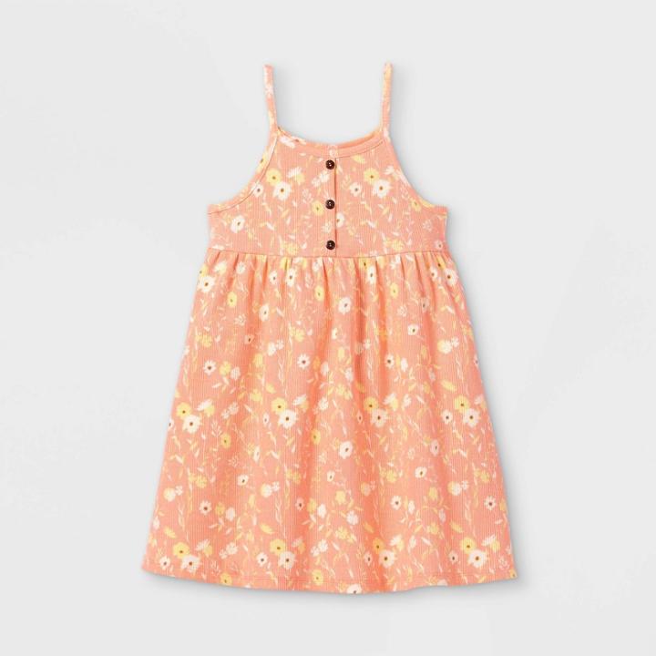 Toddler Girls' Rib Henley Tank Dress - Art Class Peach
