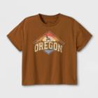 Girls' Boxy Cropped Short Sleeve Graphic T-shirt - Art Class Brown