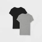 Women's Short Sleeve Ribbed 2pk Bundle T-shirt - A New Day Black/gray