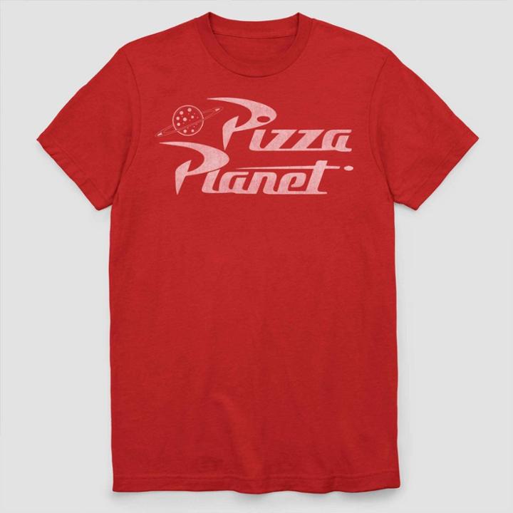 Men's Disney Pixar Toy Story 1 Pizza Planet Logo Short Sleeve Graphic T-shirt - Red