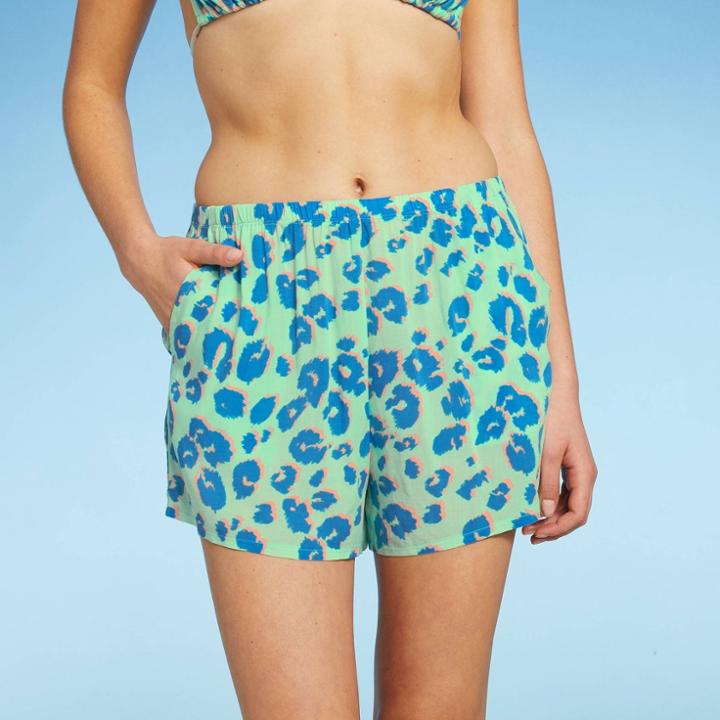 Juniors' High Waist Cover Up Pocket Shorts - Xhilaration Animal Print S,