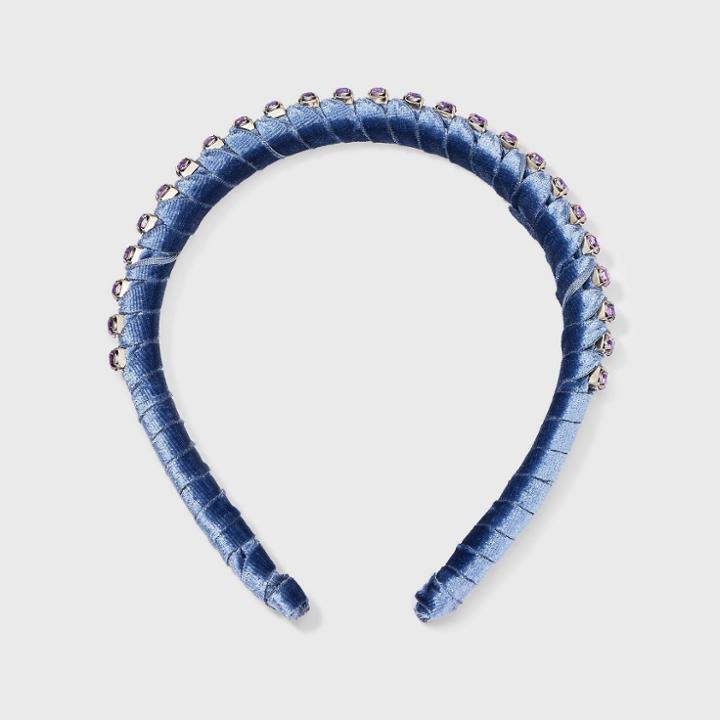Velvet And Rhinestone Wrapped Headband - A New Day Blue