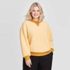 Women's Plus Size Boat Neck Blocked Sherpa Sweatshirt - Who What Wear Yellow 1x, Women's,