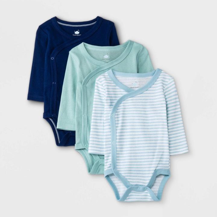 Baby Boys' 3pk Basic Side Snap Bodysuit - Cloud Island Blue