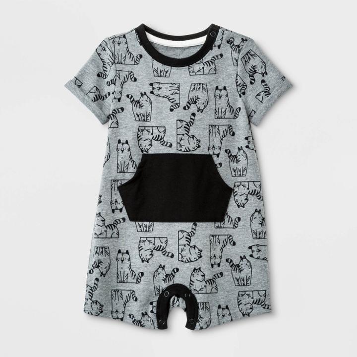 Petitebaby Boys' Short Sleeve Tiger Jersey Romper - Cat & Jack Gray