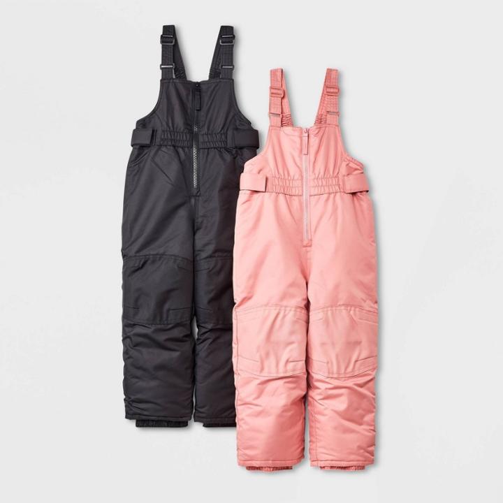 Toddler 2pk Snow Bib - Cat & Jack Black/pink