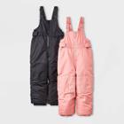 Toddler 2pk Snow Bib - Cat & Jack Black/pink