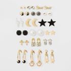 Acrylic Stones And Cubic Zirconia Stud Earring Set 18pc - Wild Fable Gold